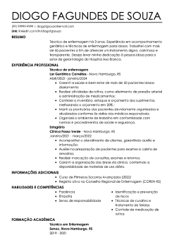Exemplo de currículo de técnico de enfermagem